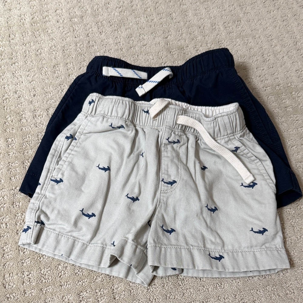J. Crew Boys Gray Shark Print and Navy Pull-On Shorts